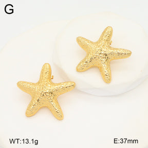 Σκουλαρίκια ατσάλι χρυσά αστερίας 3.7cm (E3399)