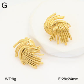 Σκουλαρίκια ατσάλι χρυσά ανάγλυφα 2.8cm (E3402)