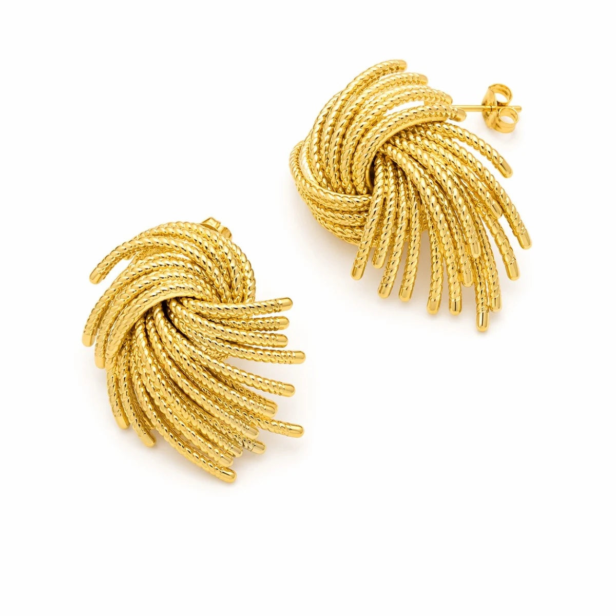 Σκουλαρίκια ατσάλι χρυσά ανάγλυφα 2.8cm (E3402)