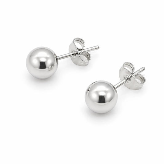 Σκουλαρίκια ατσάλι ασημί μπίλια 0.7cm (E3418)