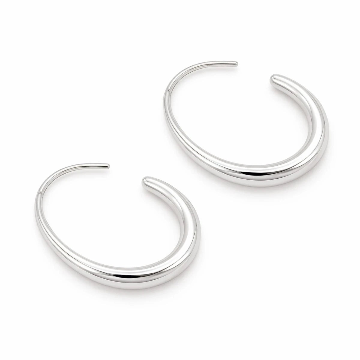 Σκουλαρίκια ατσάλι ασημί κρίκοι 3 cm (E3434)