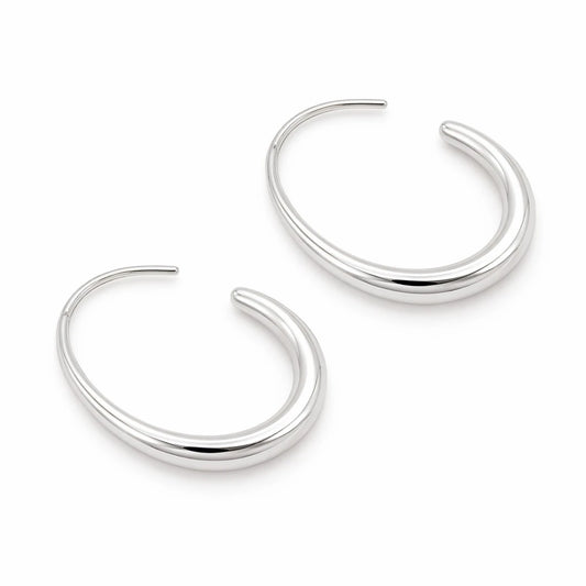 Σκουλαρίκια ατσάλι ασημί κρίκοι 3 cm (E3434)