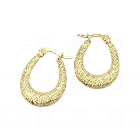 Επιχρυσωμένα Ατσάλινα Σκουλαρίκια Κρίκοι με Ανάγλυφο Σχέδιο 1.8cm (E3222) - charmy.gr