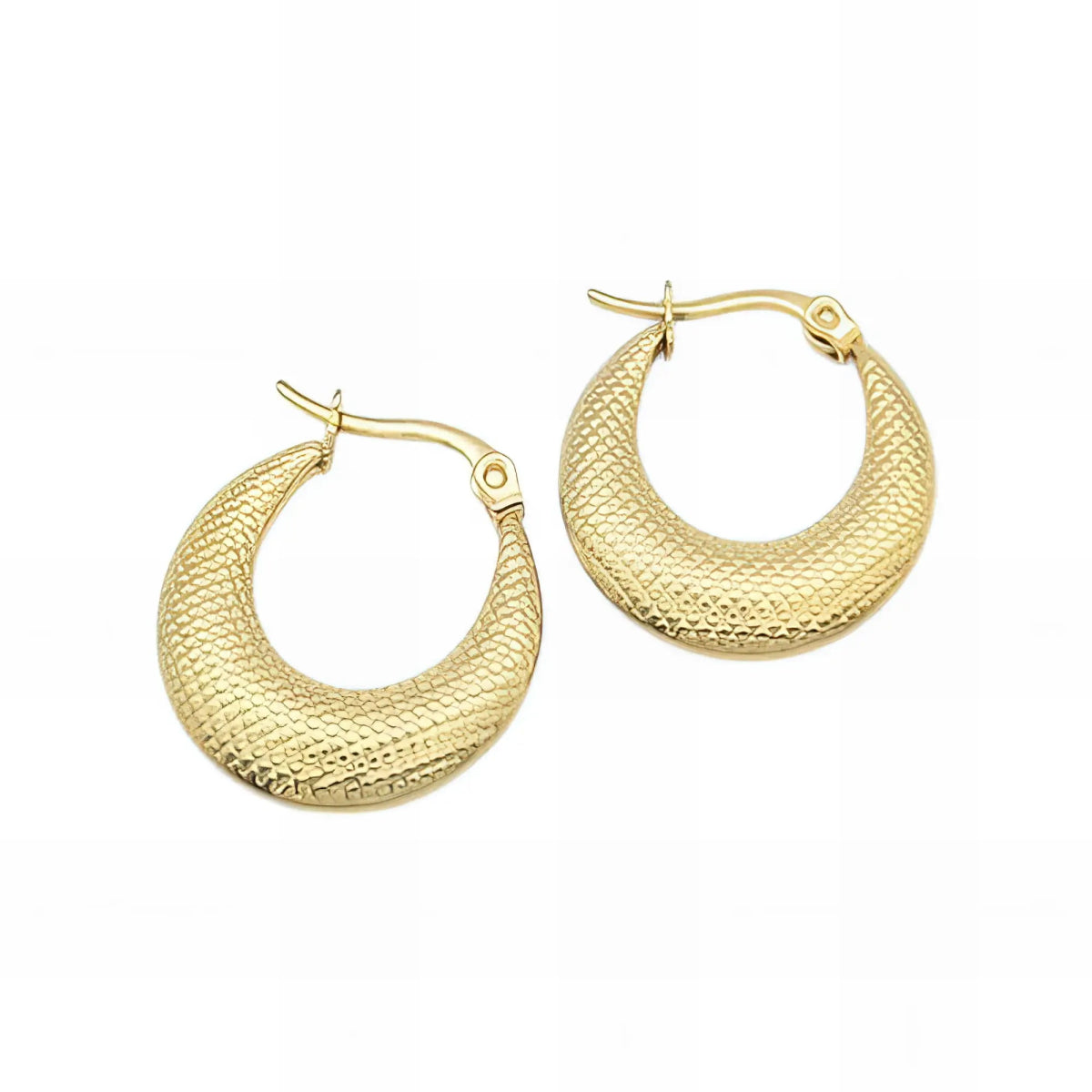 Επιχρυσωμένα Ατσάλινα Σκουλαρίκια Κρίκοι με Ανάγλυφο Σχέδιο 2.2cm (E3221) - charmy.gr