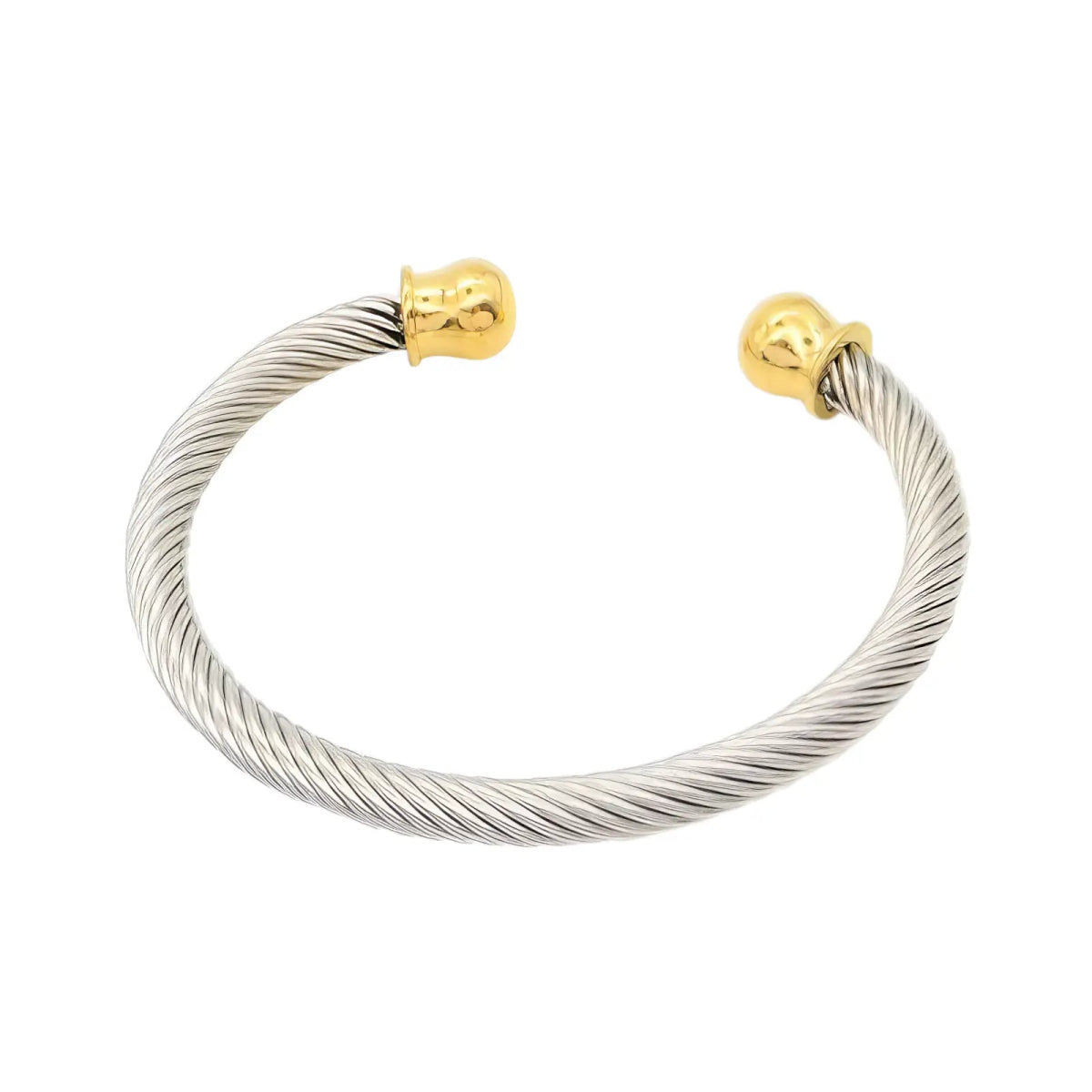 Επιχρυσωμένο Ατσάλινο Βραχιόλι "Cuff" με Στριφτή Υφή (Β3360) - charmy.gr