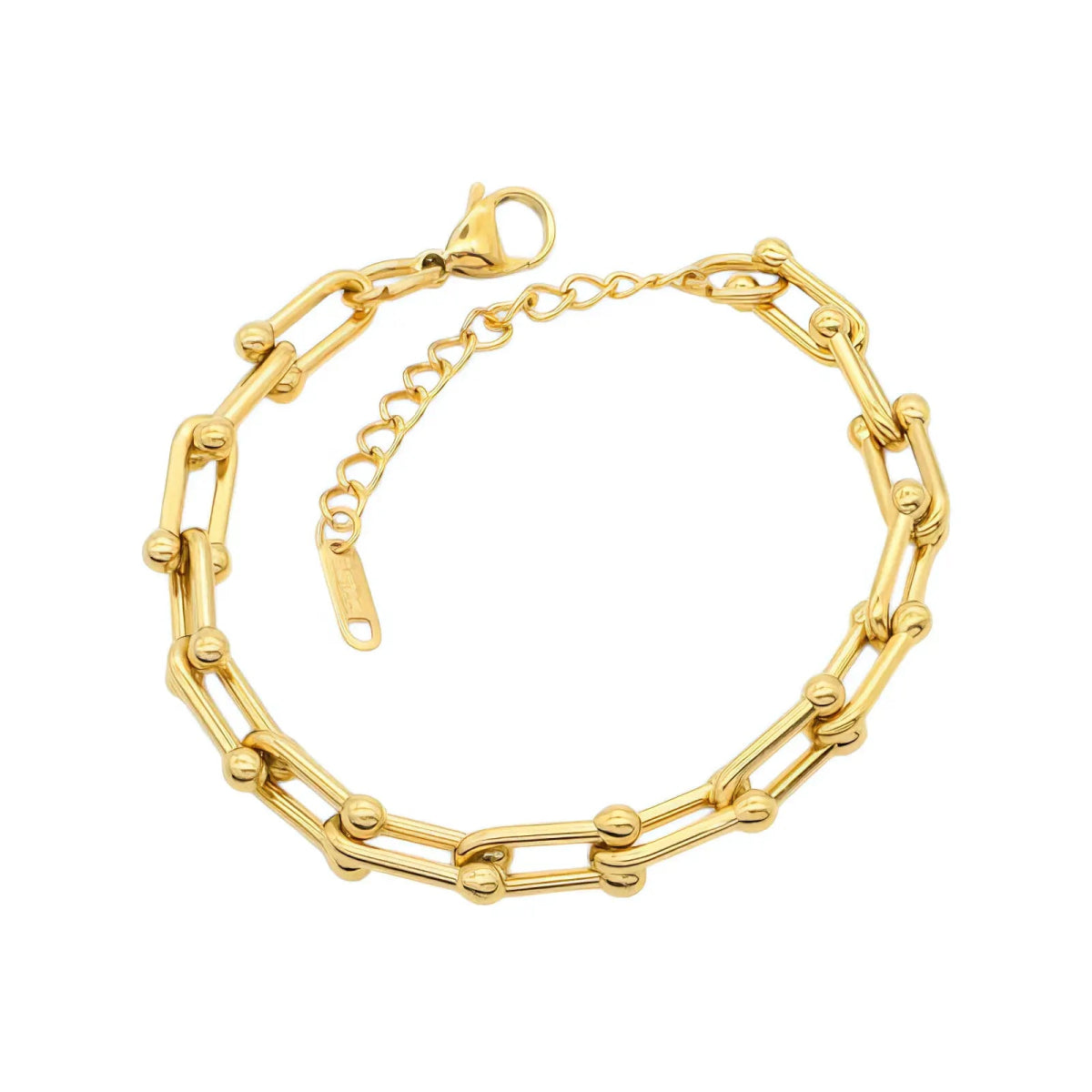 Επιχρυσωμένο Ατσάλινο Βραχιόλι με Κρίκους (Β3350) - charmy.gr