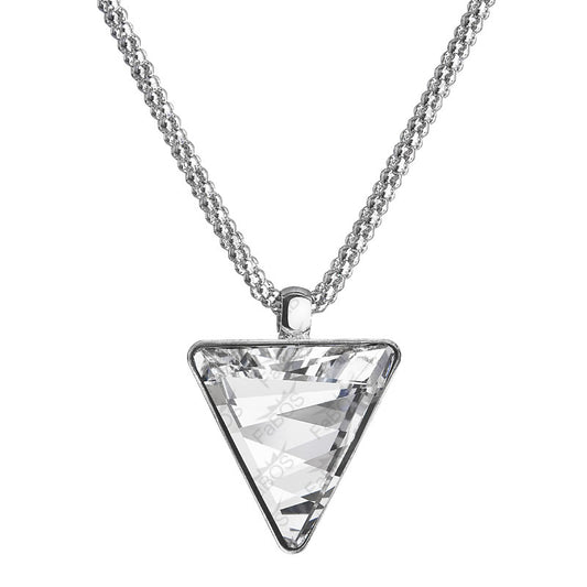 Κολιέ ορείχαλκος ασημί με κρύσταλλο Swarovski τρίγωνο 3x2.5cm (F1157)