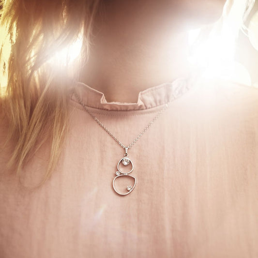 Κολιέ ορείχαλκος ασημί με κρύσταλλα Swarovski (F1158)
