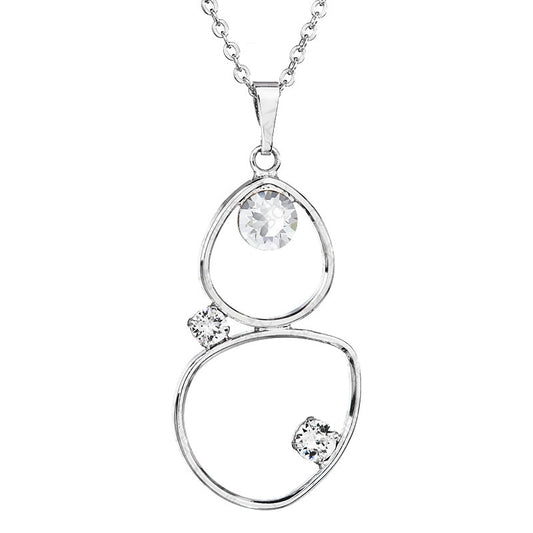 Κολιέ ορείχαλκος ασημί με κρύσταλλα Swarovski (F1158)