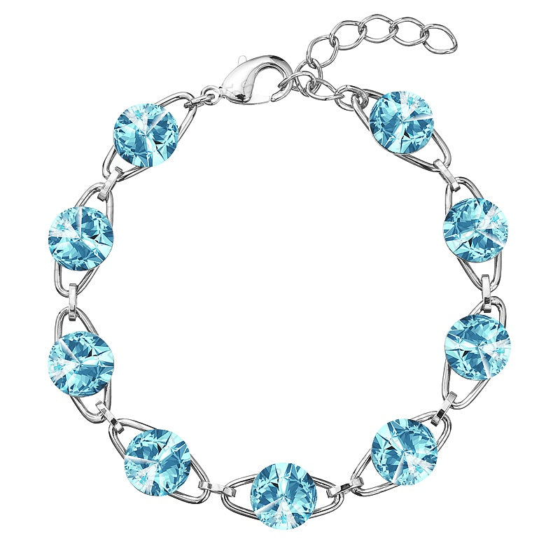 Βραχιόλι ορείχαλκος ασημί με κρύσταλλα Swarovski aquamarine (F1161)