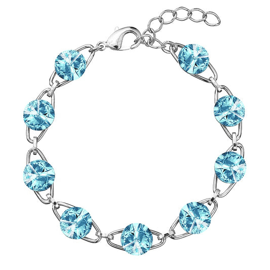 Βραχιόλι ορείχαλκος ασημί με κρύσταλλα Swarovski aquamarine (F1161)