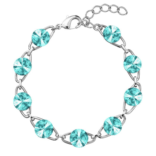 Βραχιόλι ορείχαλκος ασημί με κρύσταλλα Swarovski light turquoise (F1162)