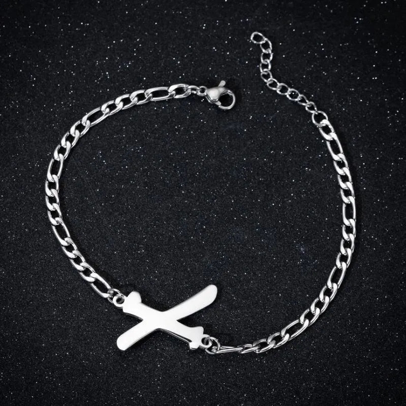 Γυναικείο ατσάλινο βραχιόλι με αρχικό γράμμα X χρώμα ασημί ρυθμιζόμενο (B1216) - charmy.gr