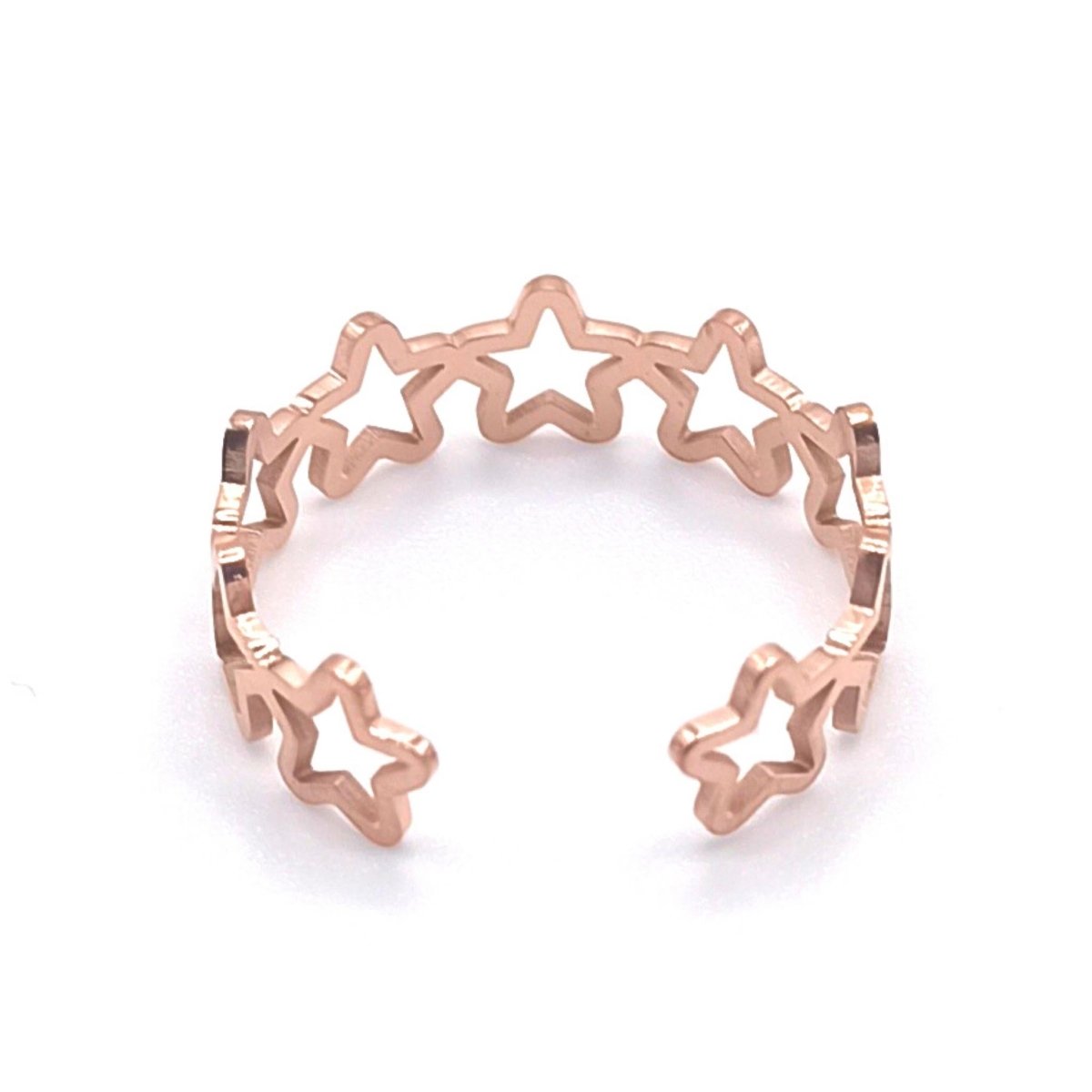 Γυναικείο δαχτυλίδι από τιτάνιο ρυθμιζόμενο αστέρια ροζ χρυσό (R1127) - Rings - charmy.gr