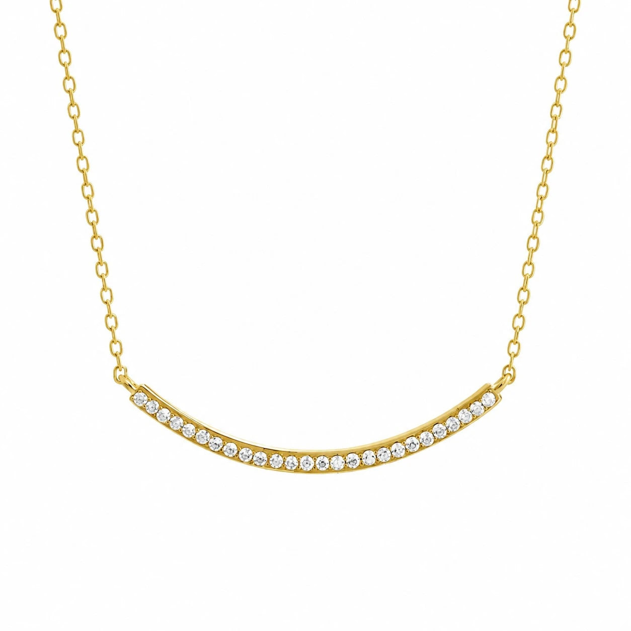 Ασημένιο κολιέ 925 μπάρα με κρύσταλλα Swarovski επιχρυσωμένο (J1001)