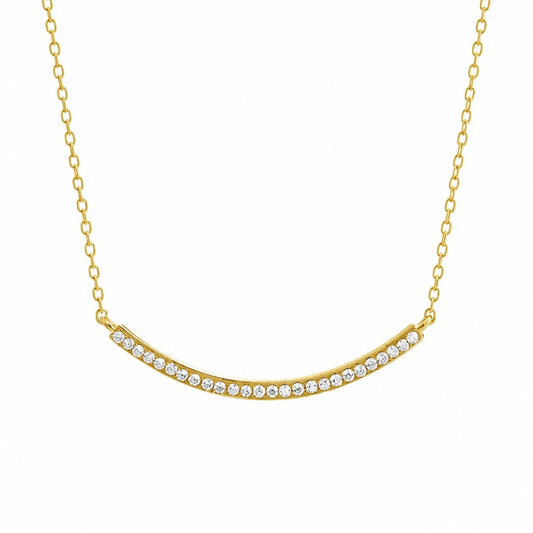 Ασημένιο κολιέ 925 μπάρα με κρύσταλλα Swarovski επιχρυσωμένο (J1001)