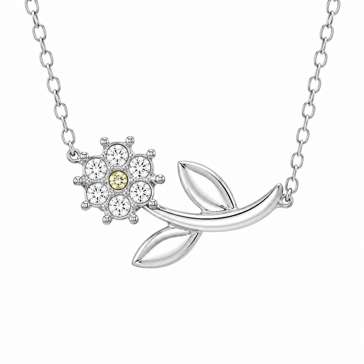 Ασημένιο κολιέ 925 λουλούδι με κρύσταλλα Swarovski (J1002)