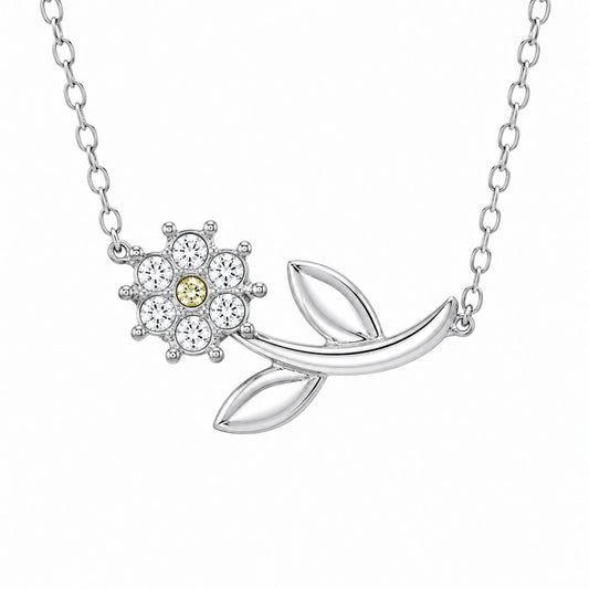 Ασημένιο κολιέ 925 λουλούδι με κρύσταλλα Swarovski (J1002)
