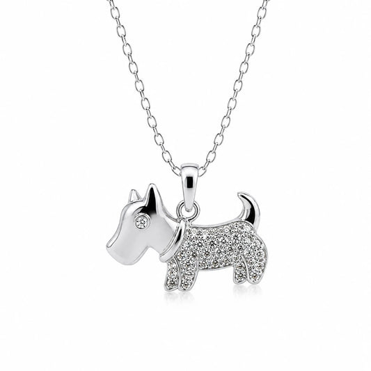 Ασημένιο κολιέ 925 σκυλάκι με κρύσταλλα Swarovski (J1009)