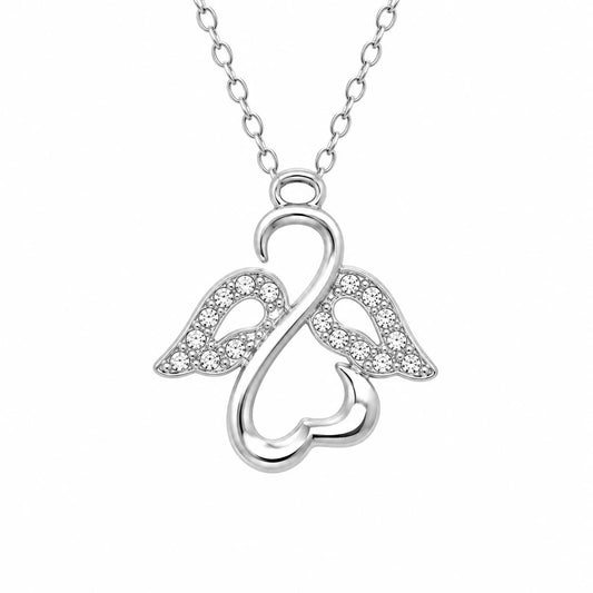 Ασημένιο κολιέ 925 αγγελάκι με κρύσταλλα Swarovski (J1013)