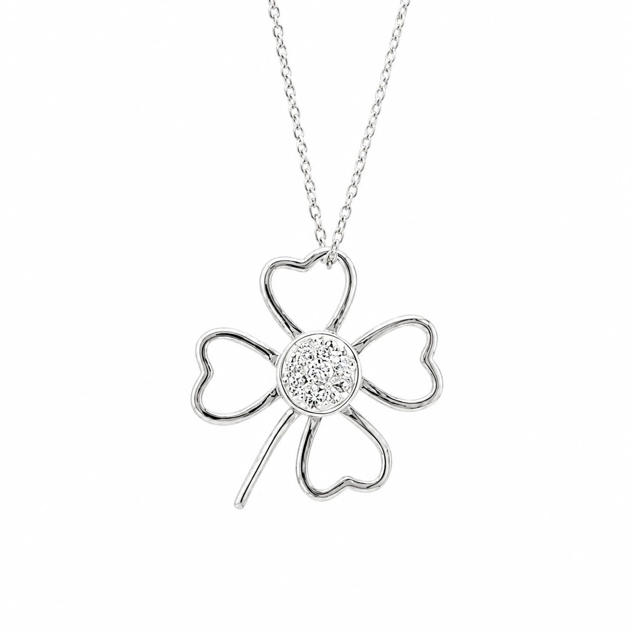 Ασημένιο κολιέ 925 λουλούδι με κρύσταλλο Swarovski (J1016)