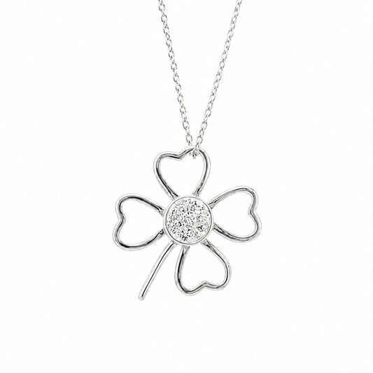 Ασημένιο κολιέ 925 λουλούδι με κρύσταλλο Swarovski (J1016)