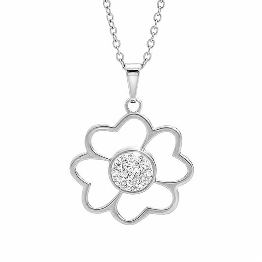 Ασημένιο κολιέ 925 λουλούδι με κρύσταλλα Swarovski (J1017)