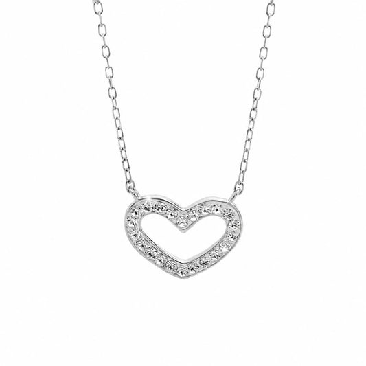 Ασημένιο κολιέ 925 καρδιά με κρύσταλλα Swarovski (J1021)