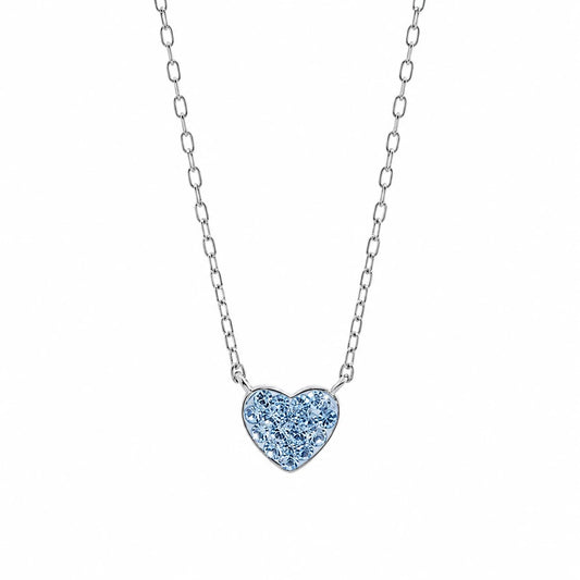 Ασημένιο κολιέ 925 καρδιά με κρύσταλλα Swarovski aquamarine (J1025)