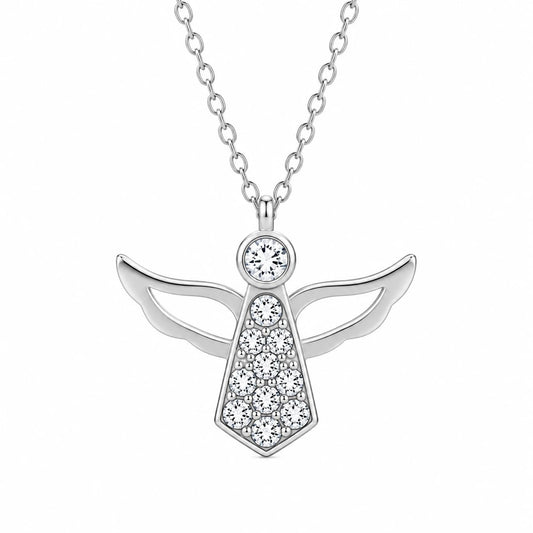Ατσάλινο αγγελάκι με κρύσταλλα Swarovski (J1034)