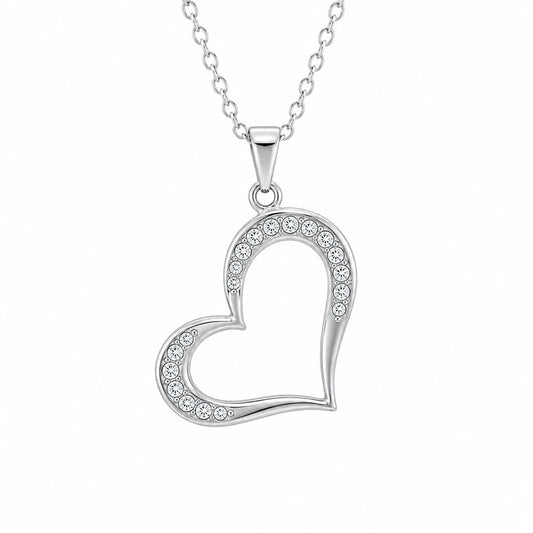 Ατσάλινο κολιέ καρδιά με κρύσταλλα Swarovski (J1045)