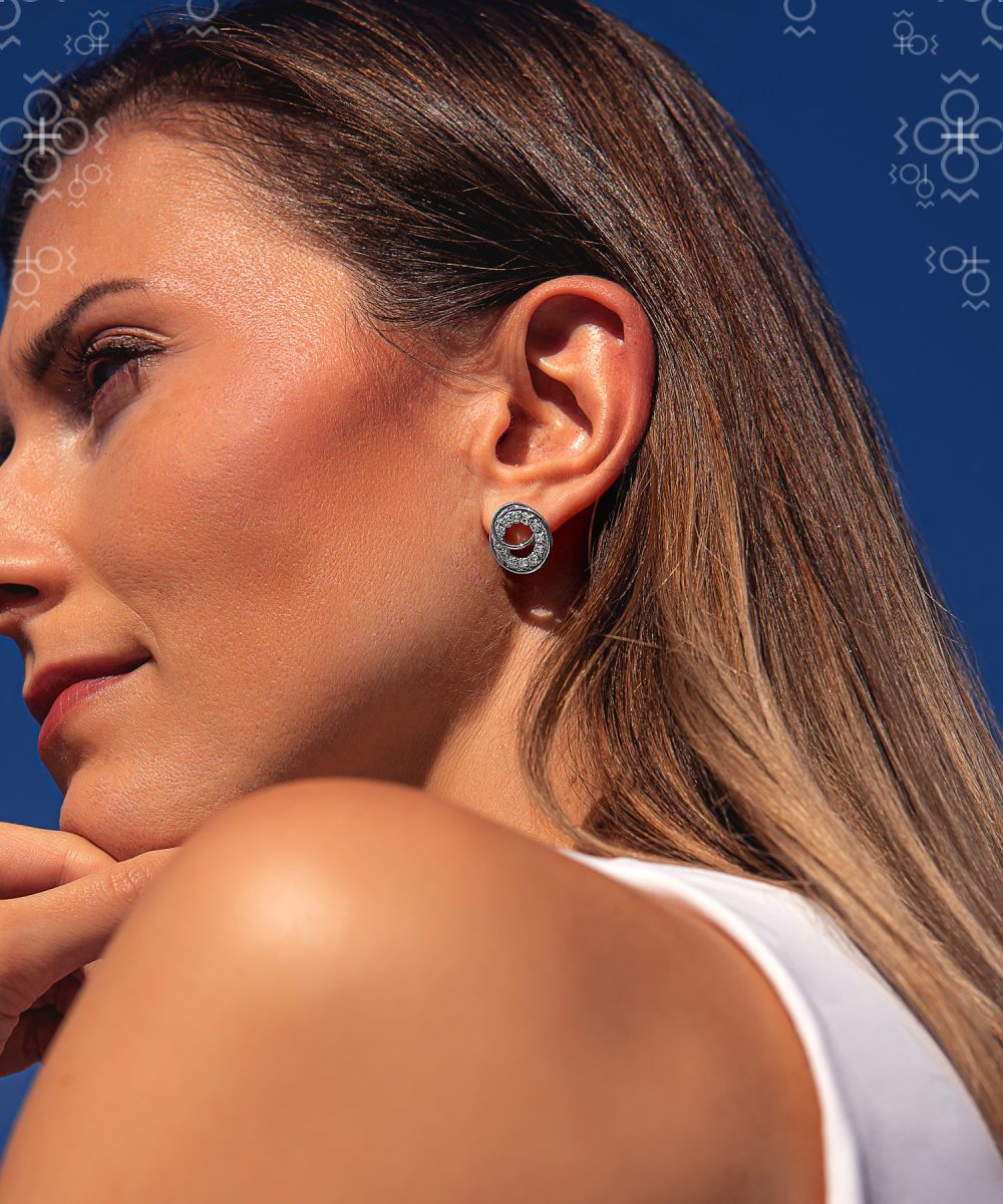 Καρφωτά σκουλαρίκια από ορείχαλκο με τσέχικα ζιργκόν 1.5cm (F1090) - charmy.gr