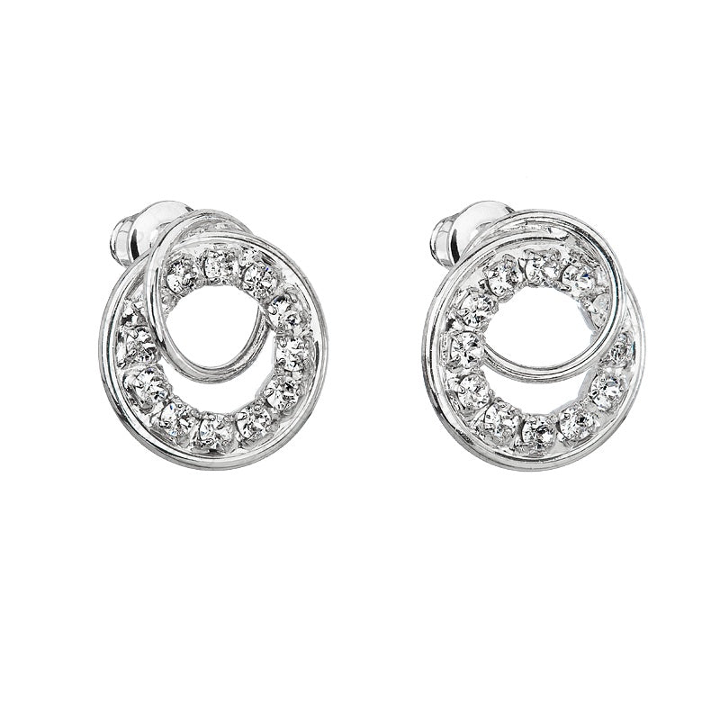 Καρφωτά σκουλαρίκια από ορείχαλκο με τσέχικα ζιργκόν 1.5cm (F1090) - charmy.gr