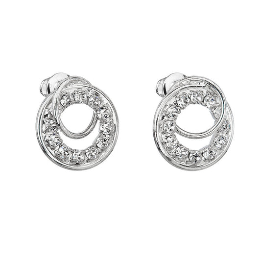 Καρφωτά σκουλαρίκια από ορείχαλκο με τσέχικα ζιργκόν 1.5cm (F1090) - charmy.gr