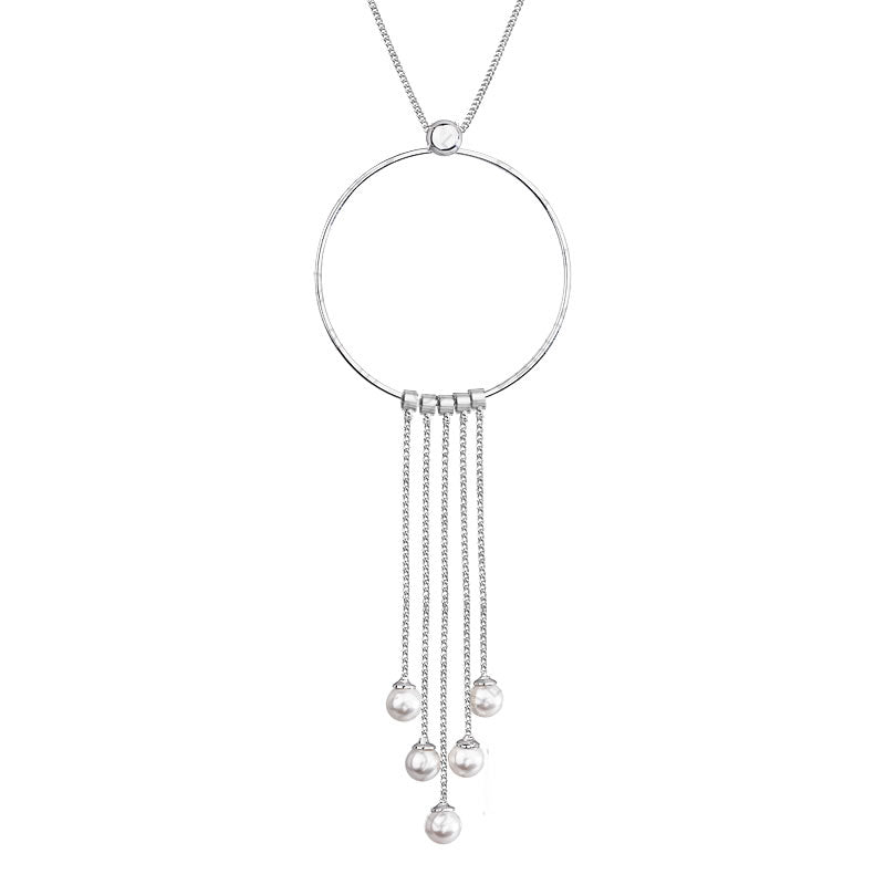 Κολιέ από ορείχαλκο μακρύ με Swarovski crystal white 117cm (F1094) - charmy.gr