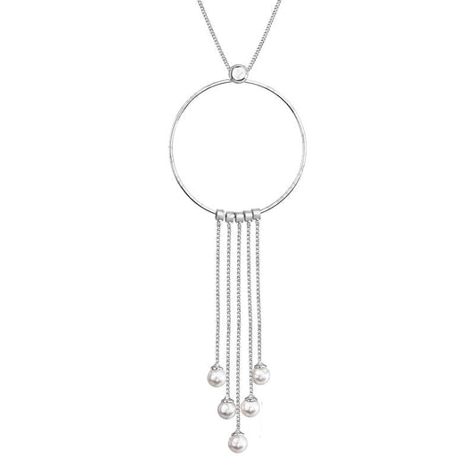 Κολιέ από ορείχαλκο μακρύ με Swarovski crystal white 117cm (F1094) - charmy.gr