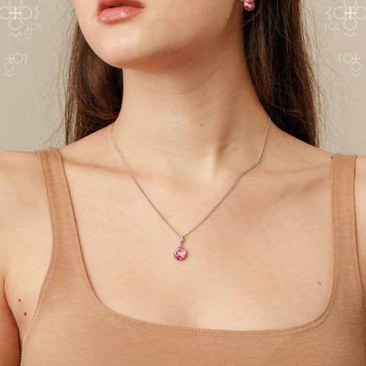Κολιέ από ορείχαλκο με κρύσταλλα Swarovski® ροζ (F1077) - charmy.gr