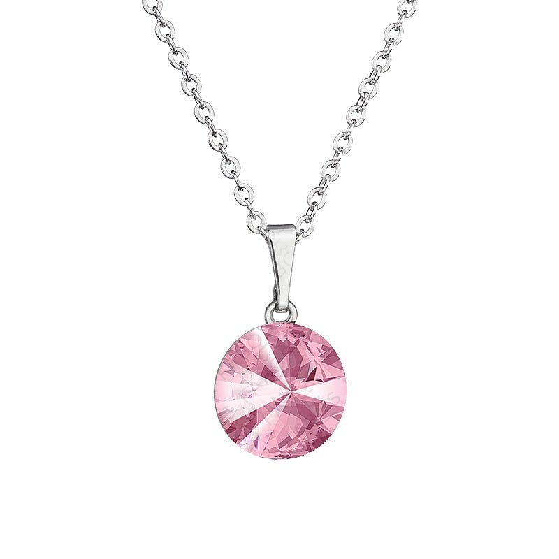 Κολιέ από ορείχαλκο με κρύσταλλα Swarovski® ροζ (F1082) - charmy.gr