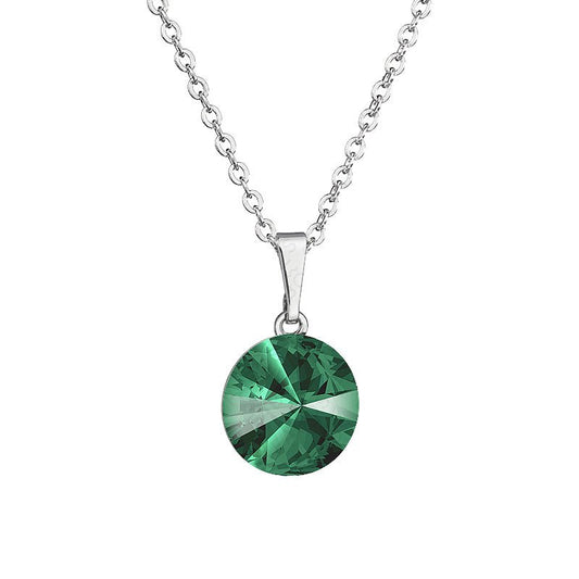 Κολιέ από ορείχαλκο με κρύσταλλα Swarovski® χρώμα σμαράγδι (F1080) - charmy.gr