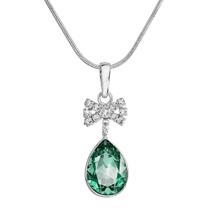 Κολιέ από ορείχαλκο με κρύσταλλο Swarovski emerald (F1119) - charmy.gr