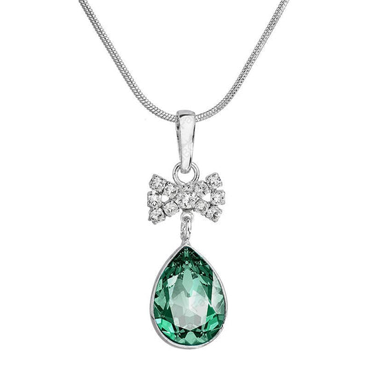 Κολιέ από ορείχαλκο με κρύσταλλο Swarovski emerald (F1119) - charmy.gr