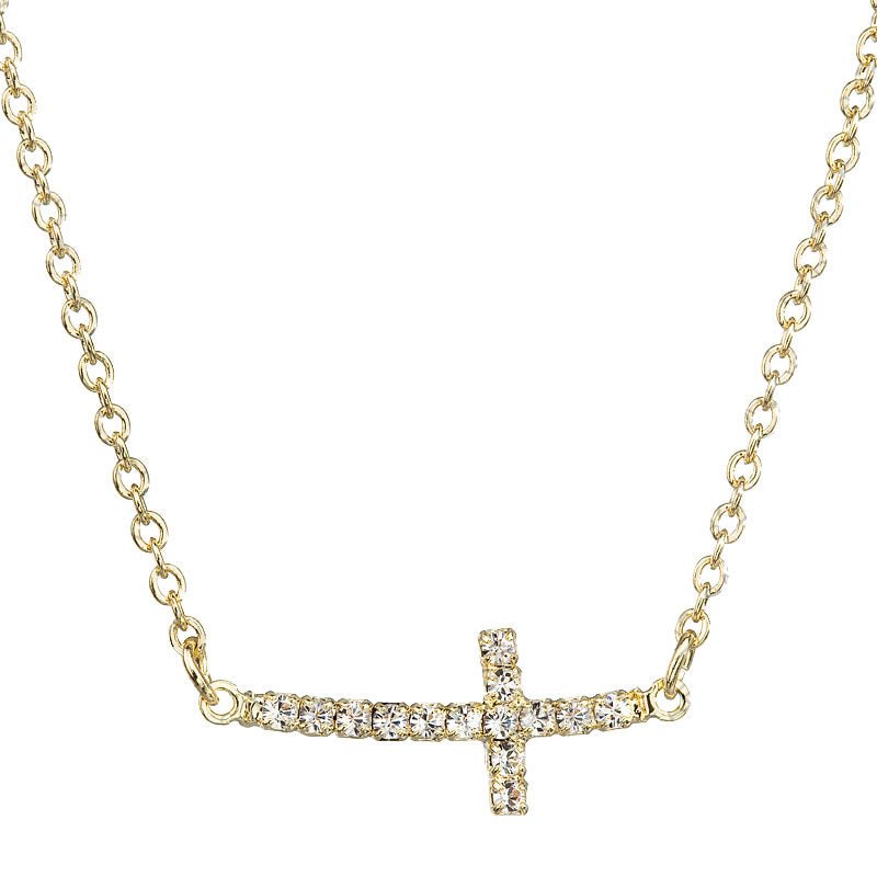 Κολιέ από ορείχαλκο σταυρός με κρύσταλλα Swarovski (F1095) - charmy.gr