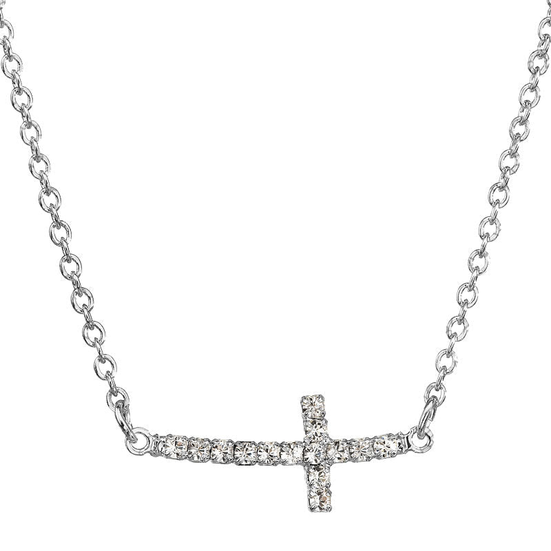 Κολιέ από ορείχαλκο σταυρός με κρύσταλλα Swarovski (F1096) - charmy.gr