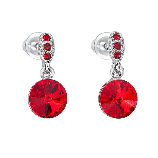 Κρεμαστά σκουλαρίκια με κόκκινες πέτρες Swarovski (F1086) - charmy.gr