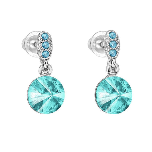 Κρεμαστά σκουλαρίκια με τυρκουάζ πέτρες Swarovski (F1087) - charmy.gr