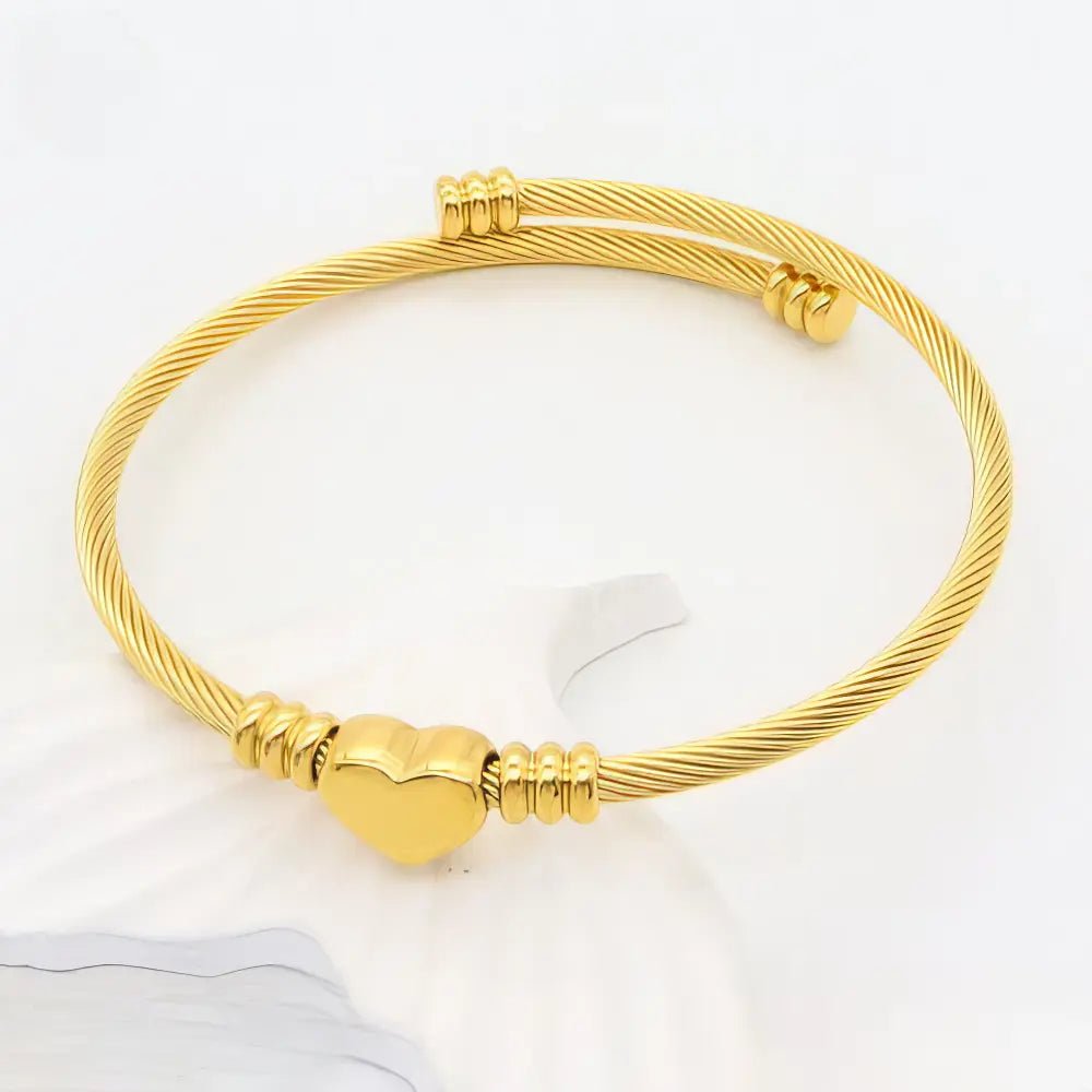 Μινιμαλιστικό Χρυσό Βραχιόλι από Ατσάλι με Καρδιά (B3449) - charmy.gr