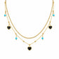Κολιέ ατσάλι χρυσό διπλό με charms (N3374)