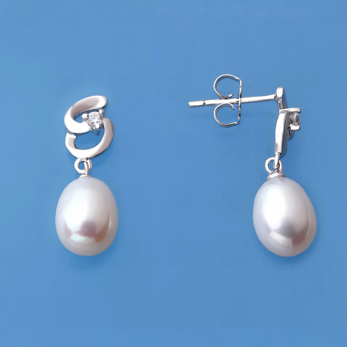 Σκουλαρίκια από Ασήμι 925 μάκρος 2.5cm με Μαργαριτάρια σε Σχήμα Σταγόνας (PE007) - charmy.gr