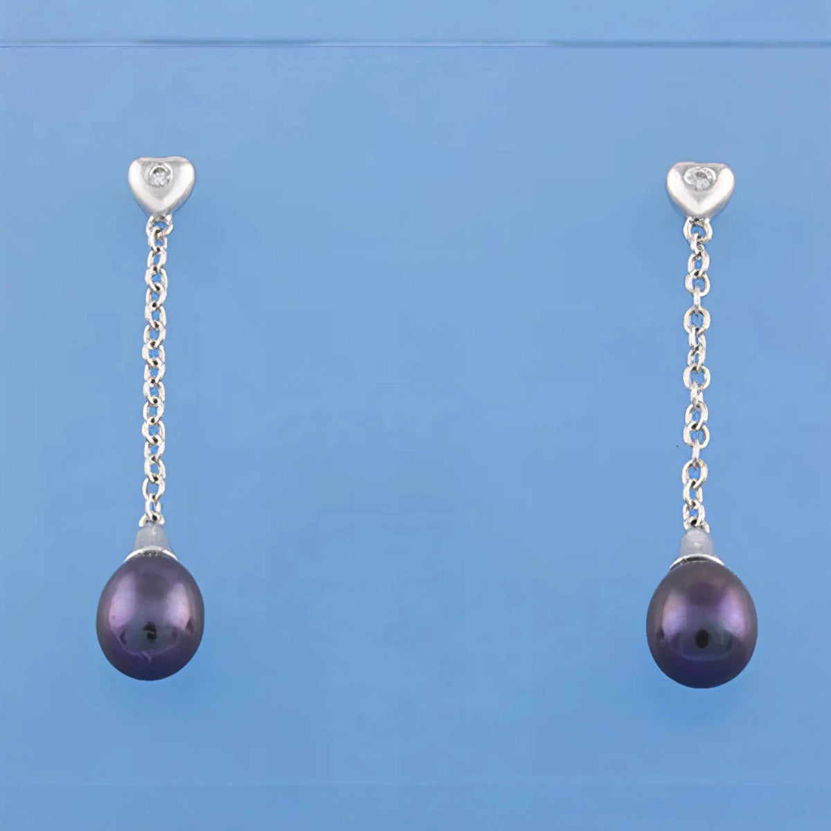 Σκουλαρίκια από Ασήμι 925 μάκρος 4cm με Μαύρο Μαργαριτάρι Γλυκού Νερού & Ζιργκόν (PE003) - charmy.gr