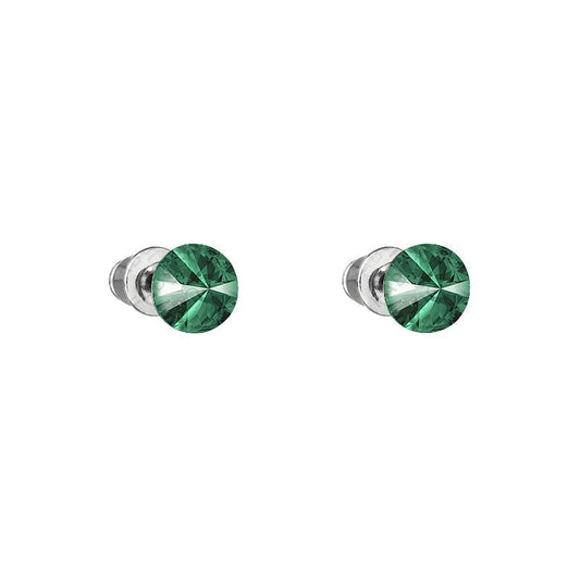 Σκουλαρίκια καρφωτά με κρύσταλλο swarovski 0.6cm χρώμα σμαράγδι (F1099) - charmy.gr